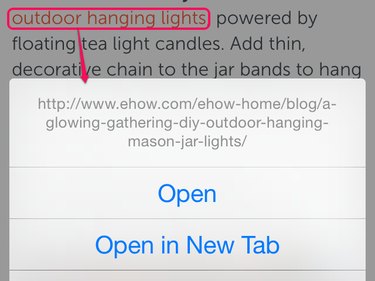 Tap and hold in Safari