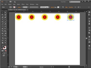 Screenshot of an Illustrator canvas with five duplicated graphics.