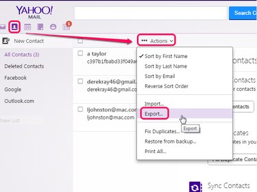 Yahoo Export dialog