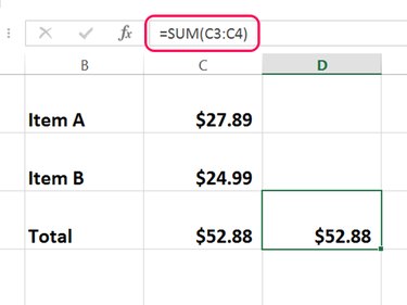 The formula is displayed in the Formula bar.