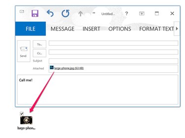 Drag the file onto the desktop to send it with another email client.