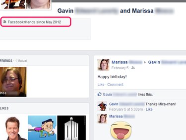The Friendship page, with the information box highlighted.