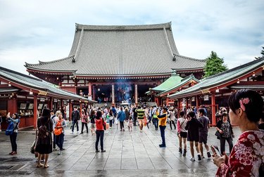 Tourists with phones in China