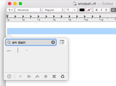 The Special Character displays an em dash and two variations: vertical and small.