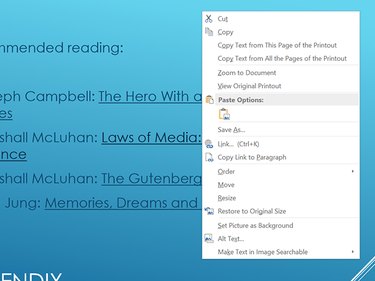 Edit a slide as you would any OneNote image.
