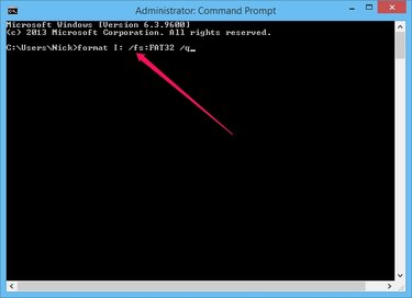 A sample format command in the Command Prompt