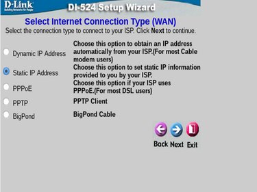 Select the Internet connection type you are using.