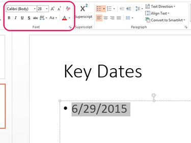 Use font tools to format the date's text style.