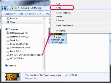 Selecting Copy from the context menu in File Explorer.