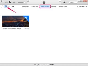 Selecting the Home Videos tab in iTunes.