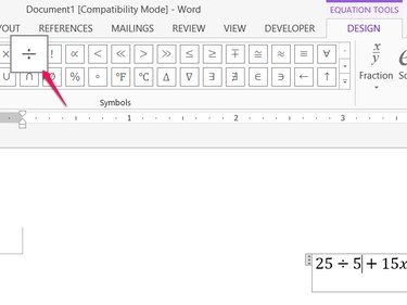 divide symbol in word