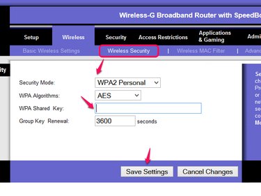 Wireless Security page.