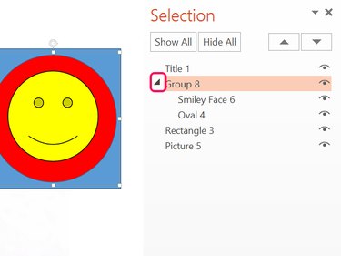 Hide or reveal group contents by clicking the arrow.