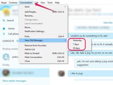 Select View Old Messages from the Conversation menu.