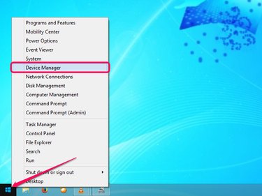 Choosing Device Manager from the Power User menu.