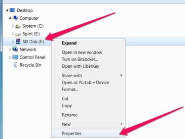 Properties item in the Windows Explorer right-click menu
