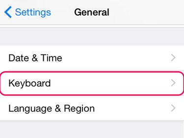 Select Keyboard to open the iPhone's keyboard settings.