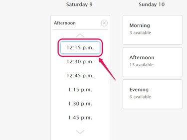 Use the up and down arrows to scroll through the appointment times.