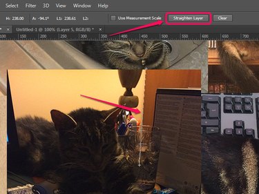 Straightening a crooked image using the Ruler tool.