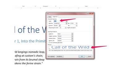 stretch text word microsoft option scale using