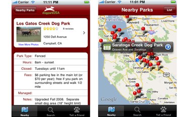 Screenshot from Dog Park Finder Plus