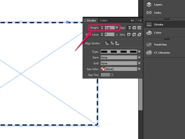 The line weight selector in a drop-down menu.