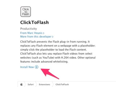 Click "Install Now" to install ClickToFlash.