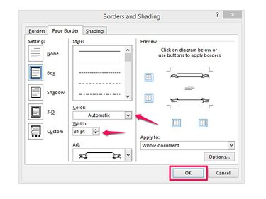 Formatting options vary depending on the border you choose.