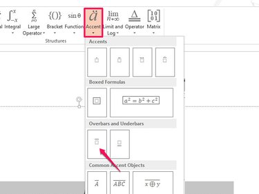 Insert an overbar to start creating a Y-Bar symbol.