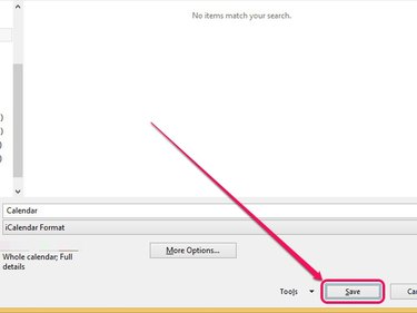 Outlook converts the calendar to the ICS format.