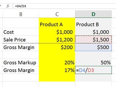 Divide margin by the sales to calculate margin percentage.