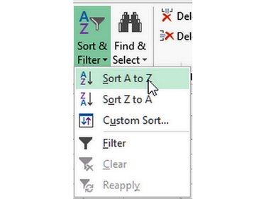Select Sort A to Z to sort the selected data from low to high.