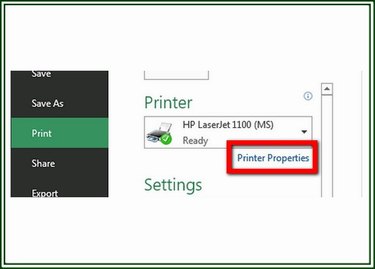 Click the Printer Properties link below the Printer selection to display the Properties dialog box.