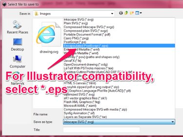 The Encapsulated PostScript (*.eps) option is in the first half of the file type popup menu