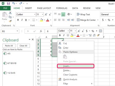 Choosing the Insert option