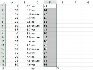 Excel extends a series of numbers, but only repeats letters.