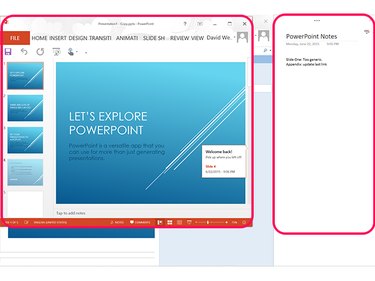 The OneNote linked note remains active as you view the PowerPoint file.