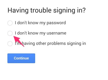 Trouble Signing In page has three options.