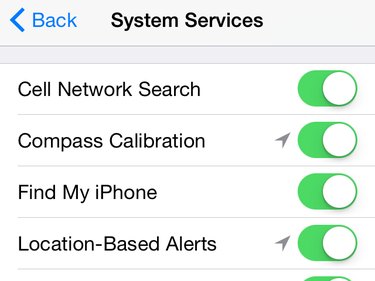 System Services Location settings