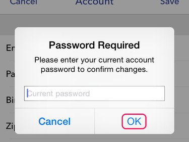 Confirming with old password