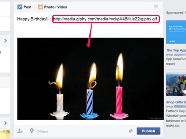 Facebook supports links to animated GIFs.