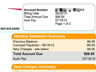 Account number on a Comcast bill.