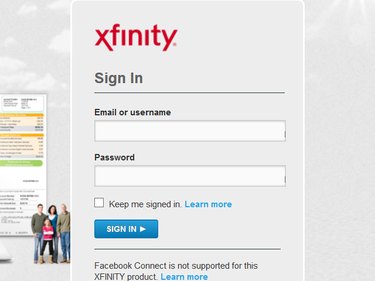 Xfinity sign in page.