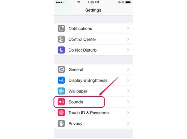 Open the Sounds screen by tapping Sounds.