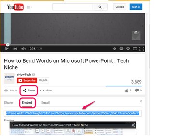 Copy the YouTube embed code.