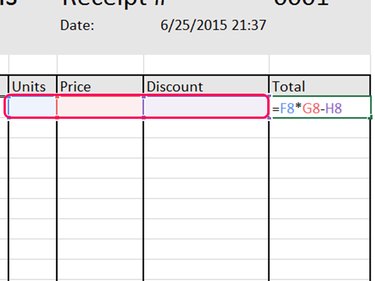 Mulitply units by price and subtract the discount to get the unit total.