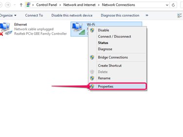 Select Properties from your connection's context menu.