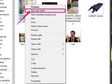 The context menu, with Edit with GIMP highlighted.