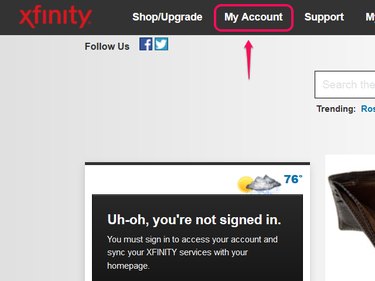 Xfinity home page.