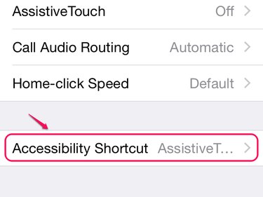 Accessibility Shortcut option